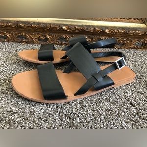 ASOS Shoes, Leather Tan & Black Sandal. Tagged as size 8 but RUNS LARGE!